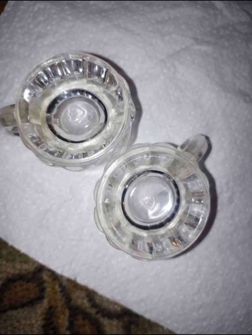 1950s Federal Glass 2 mini beer mug shot glasses. Depression glass,makers marked